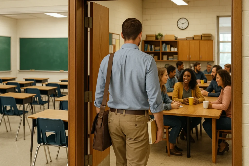 ESL Expat Teacher leaving his bubble to join a lively staffroom