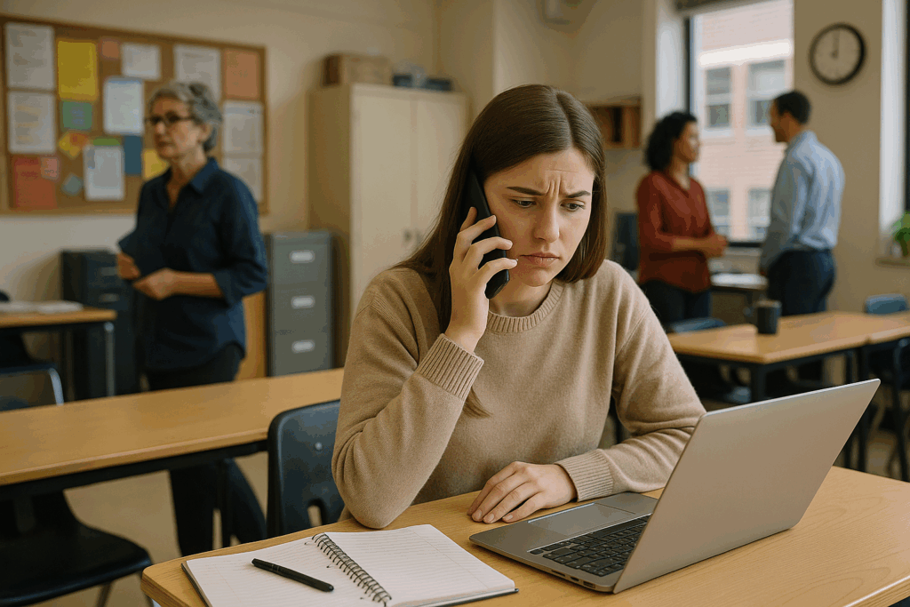 Concerned student teacher struggling with missing support