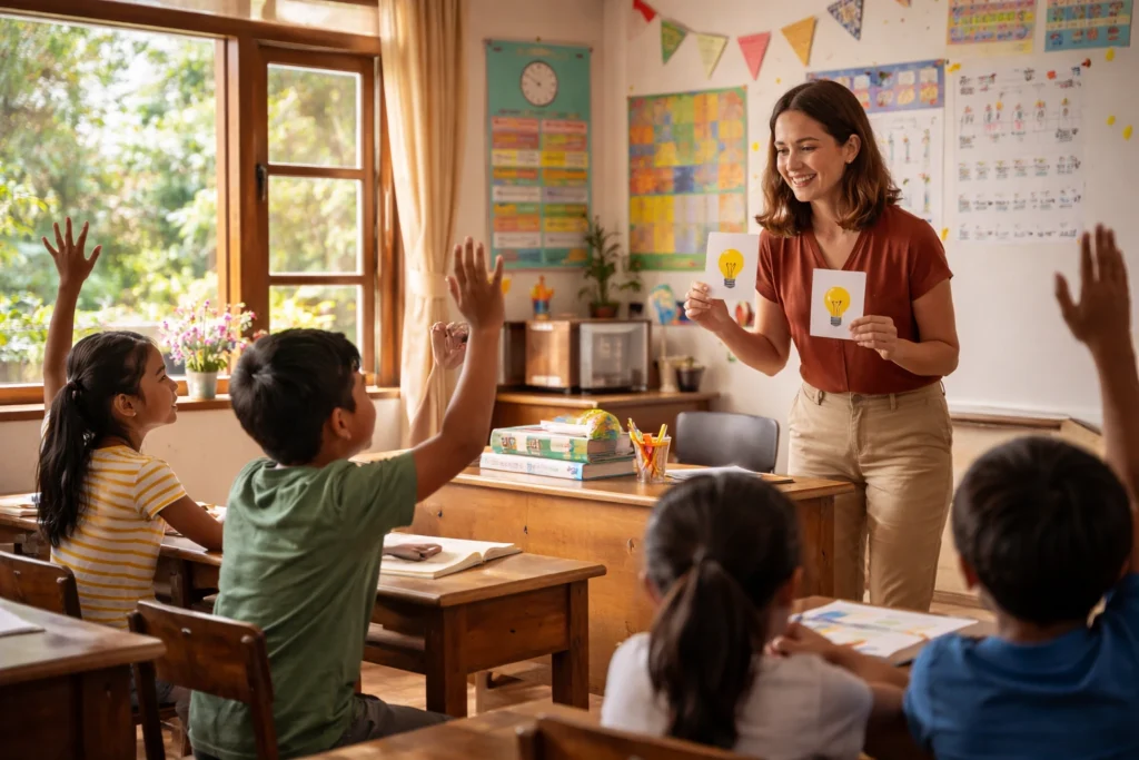 A teacher breaking the ice with a fun activity